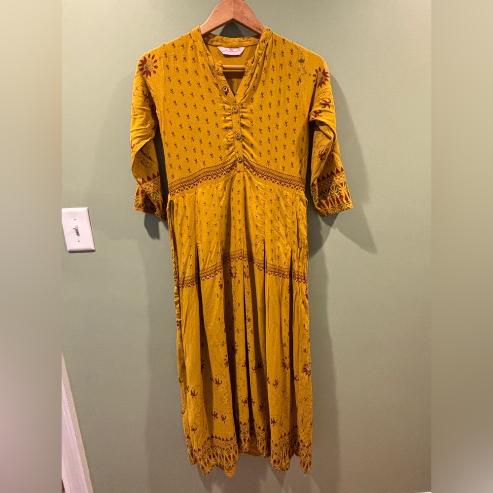 Awaya - Yellow Patterned Women's Dress